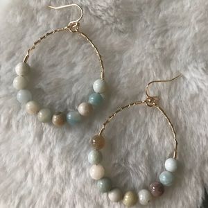 ••3 for $35•• Natural Stone Wire Wrapped Earrings